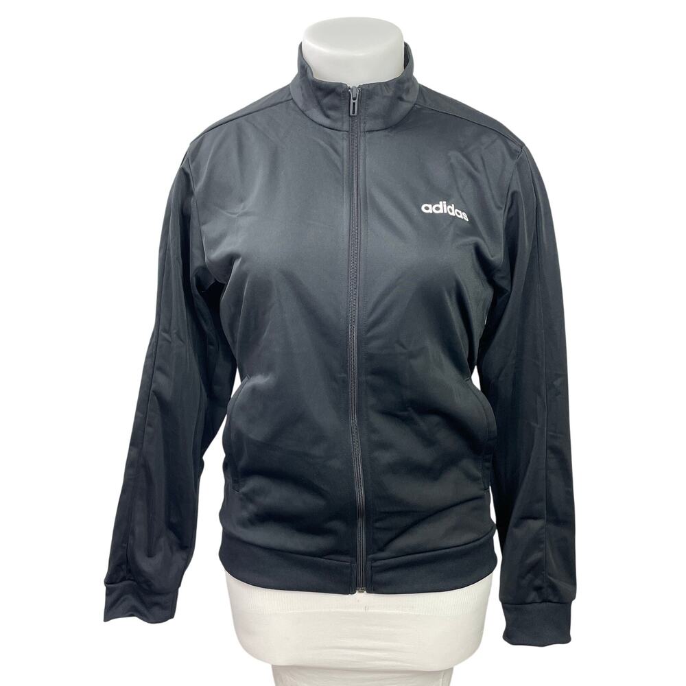 Adidas Women's Black Long Sleeves Full Zip Athletic Linear Tracksuit Jacket M